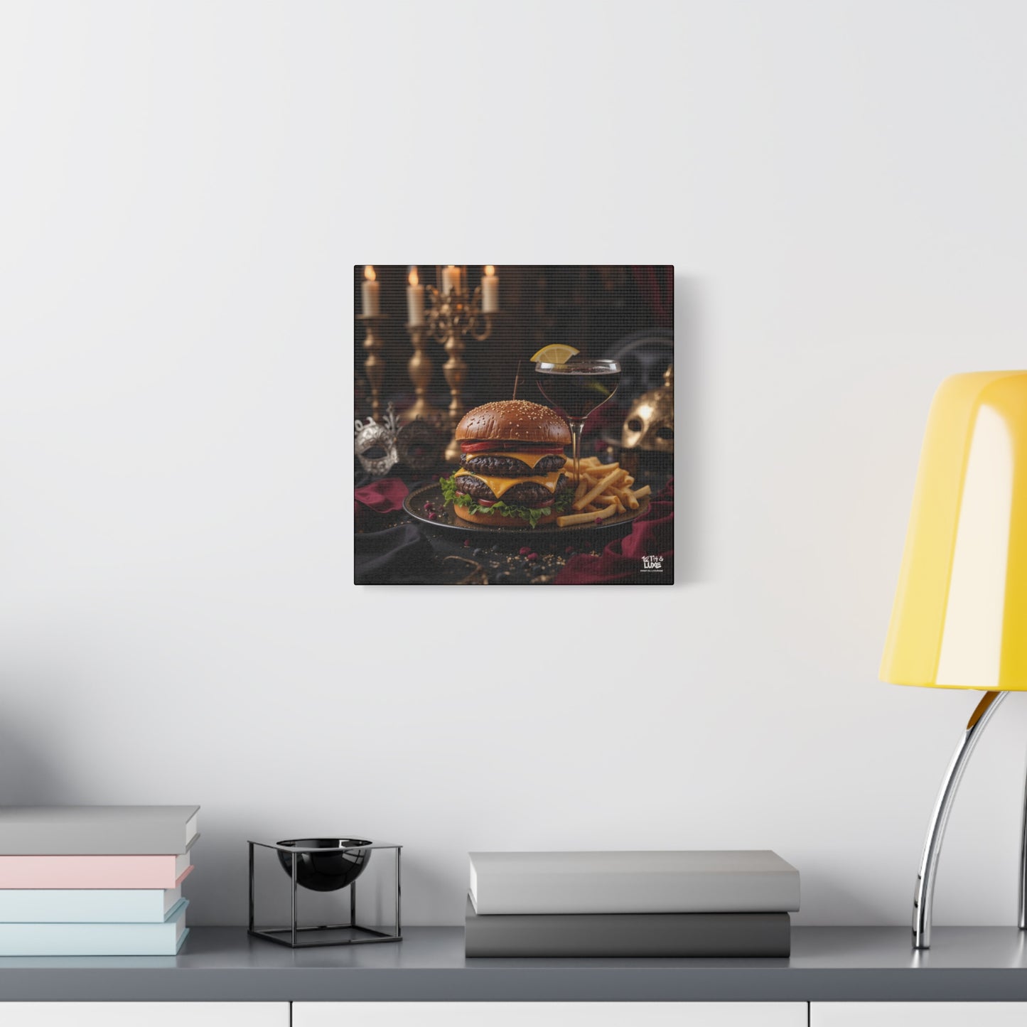 Cheese Burger with a side of French Fries, Matte Canvas, Stretched, 1.25"