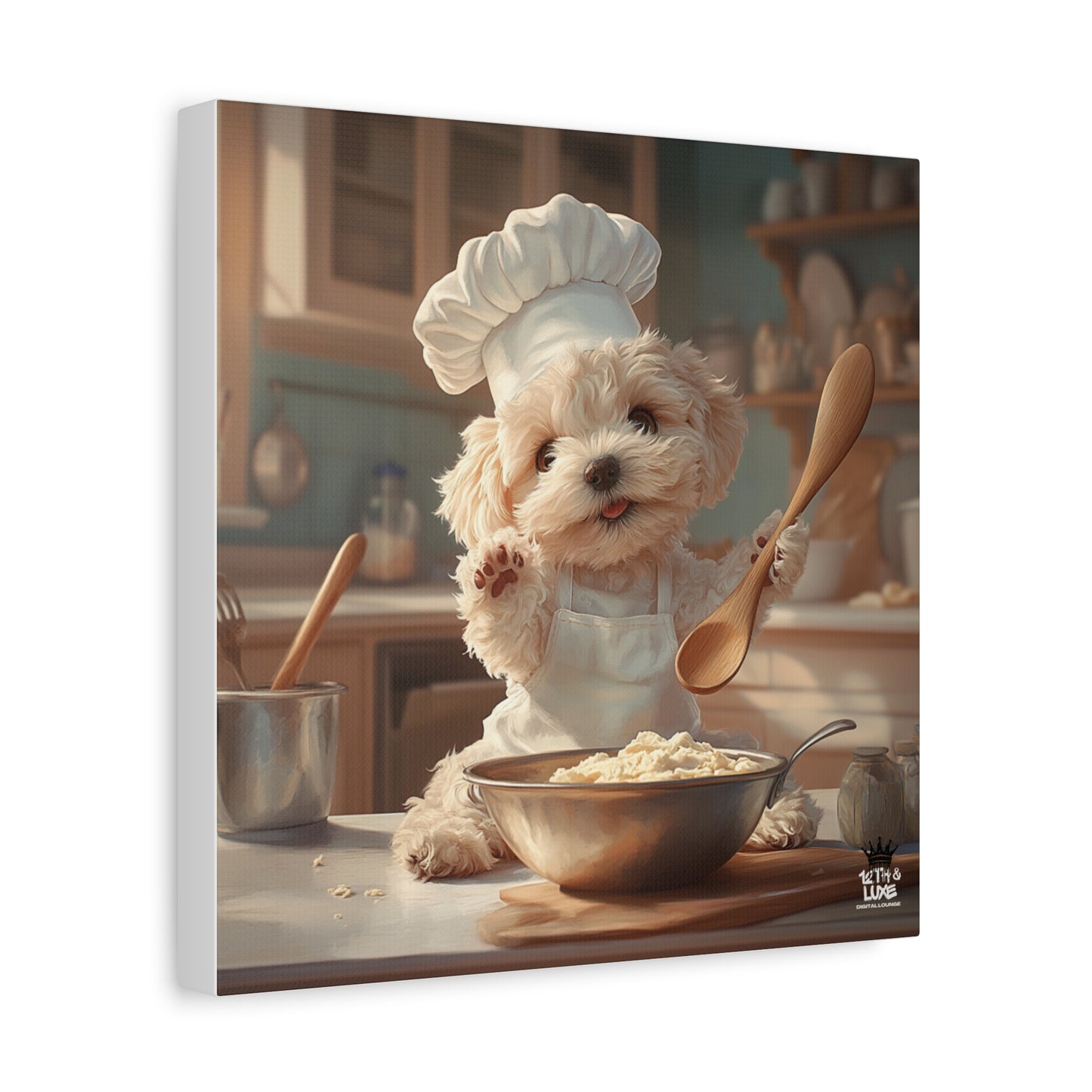 Maltipoo Puppy Chef Canvas Art