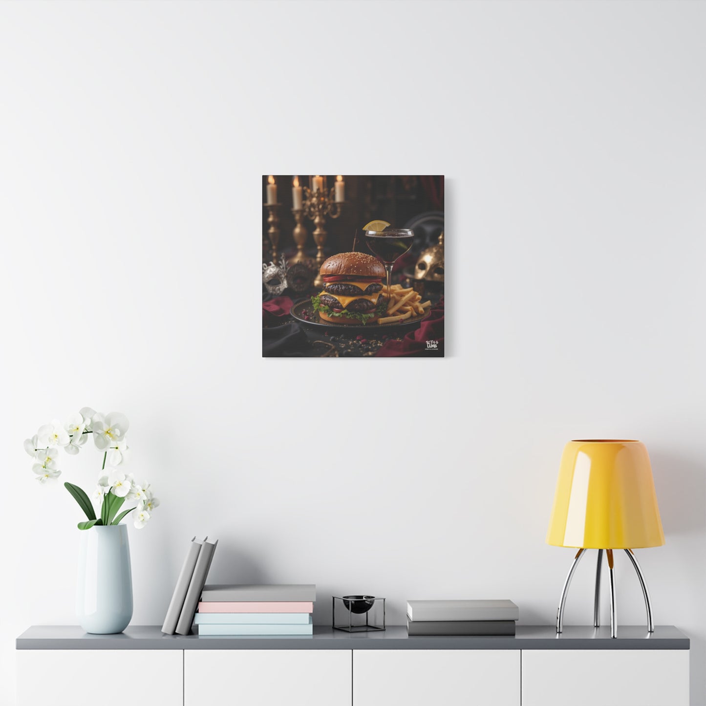 Cheese Burger with a side of French Fries, Matte Canvas, Stretched, 1.25"