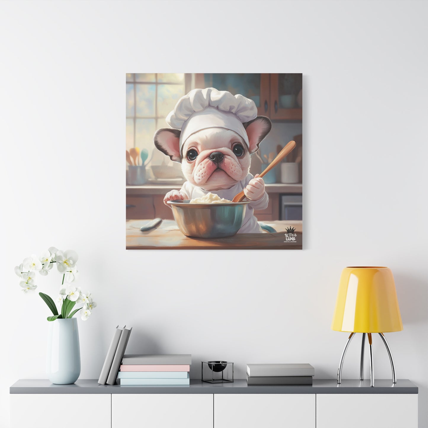 Bulldog Puppy Chef Canvas Art
