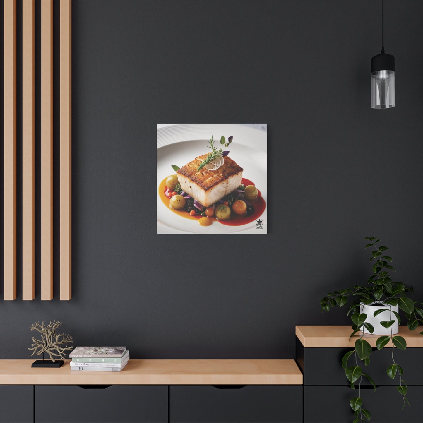 Gourmet Halibut Dish, Matte Canvas, Stretched, 1.25"