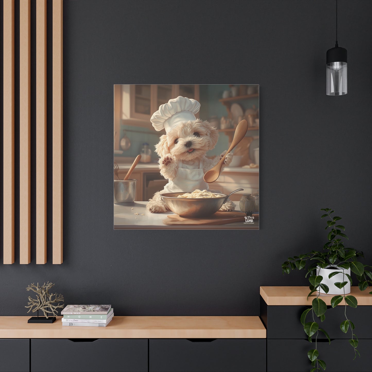 Maltipoo Puppy Chef Canvas Art