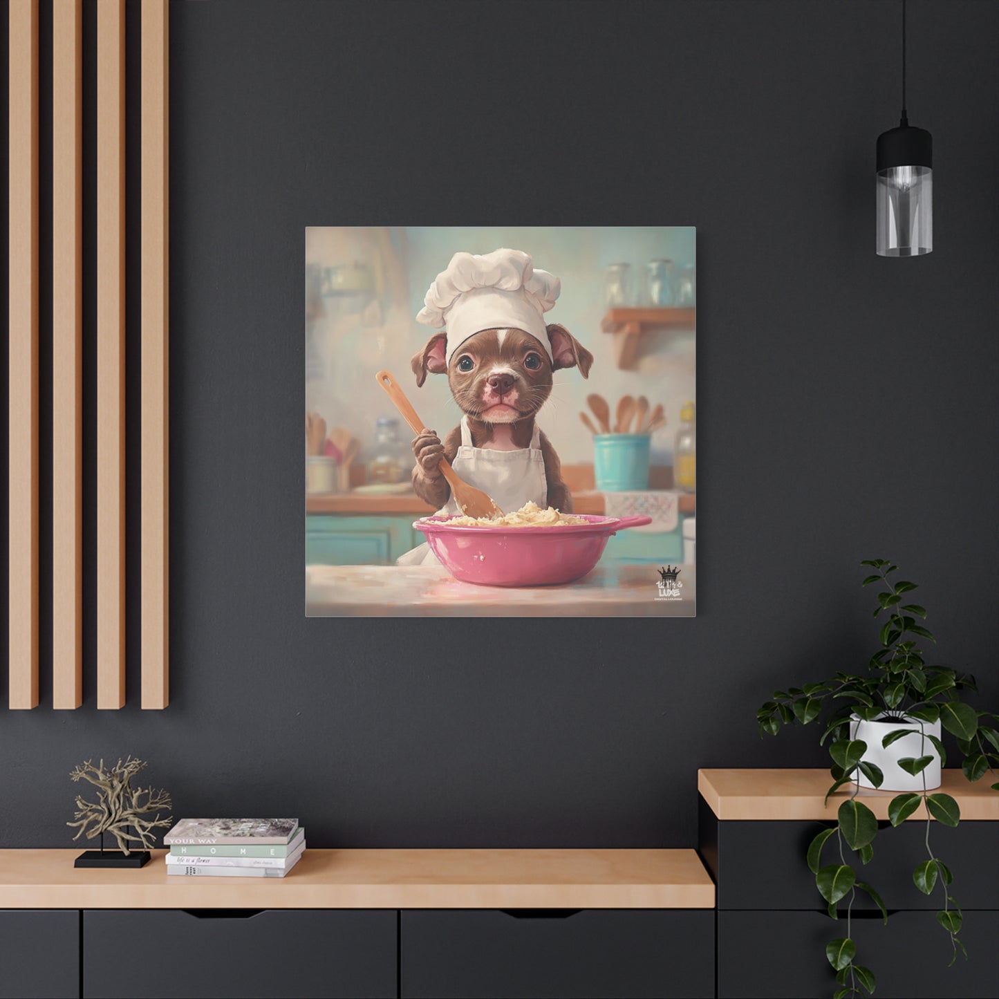 Pit Bull Terrier Puppy Chef Canvas Art