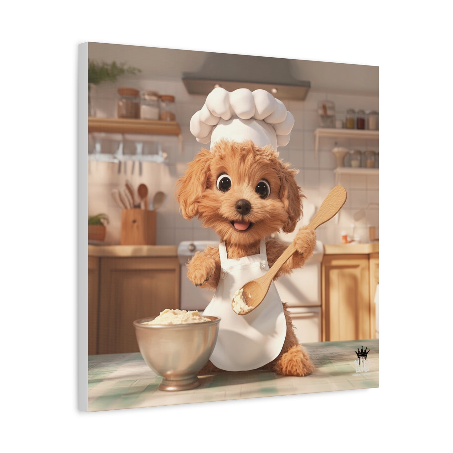 Adorable Chef Puppy Canvas Print - Cute Dog Art for Home Decor