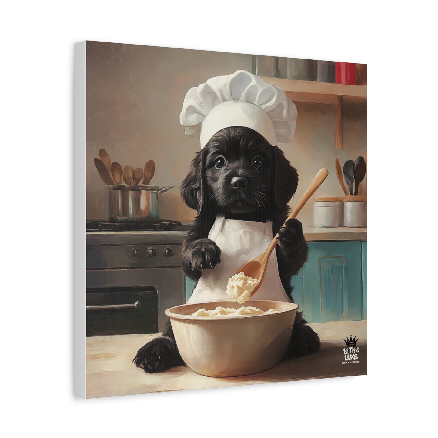 Black Lab Puppy Chef Canvas Art