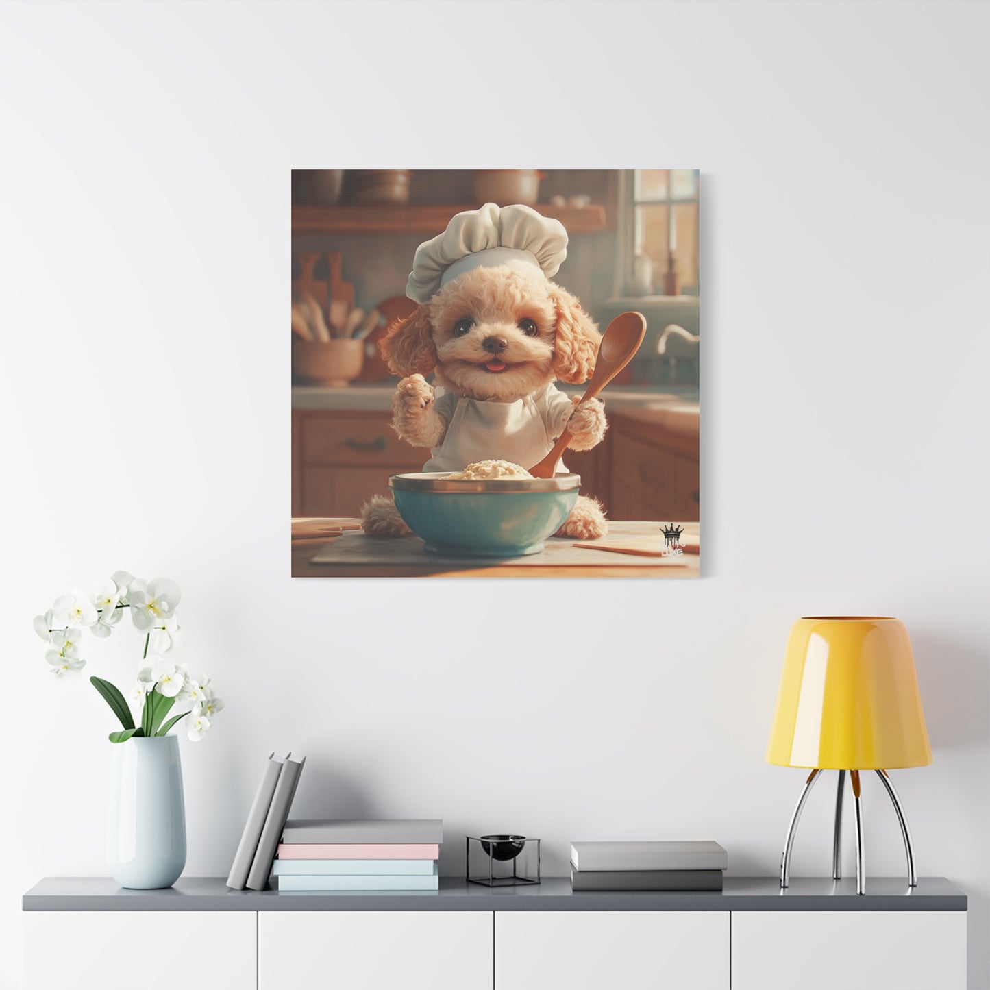 Poodle Puppy Chef Canvas Art