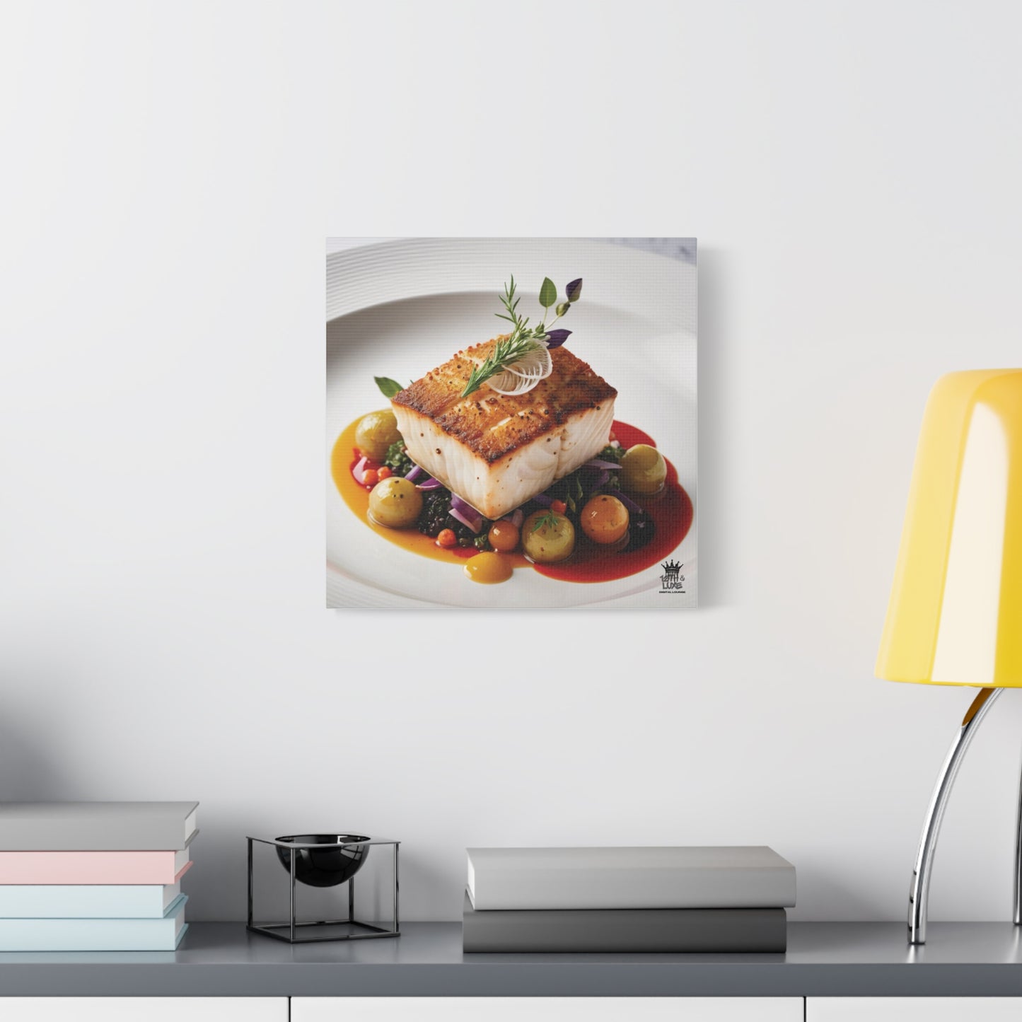 Gourmet Halibut Dish, Matte Canvas, Stretched, 1.25"