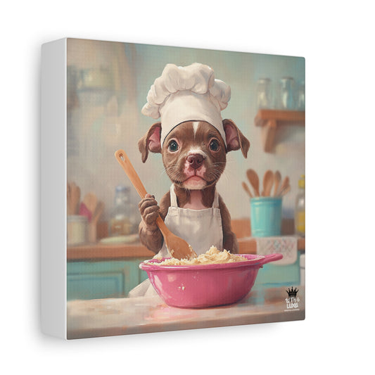 Pit Bull Terrier Puppy Chef Canvas Art