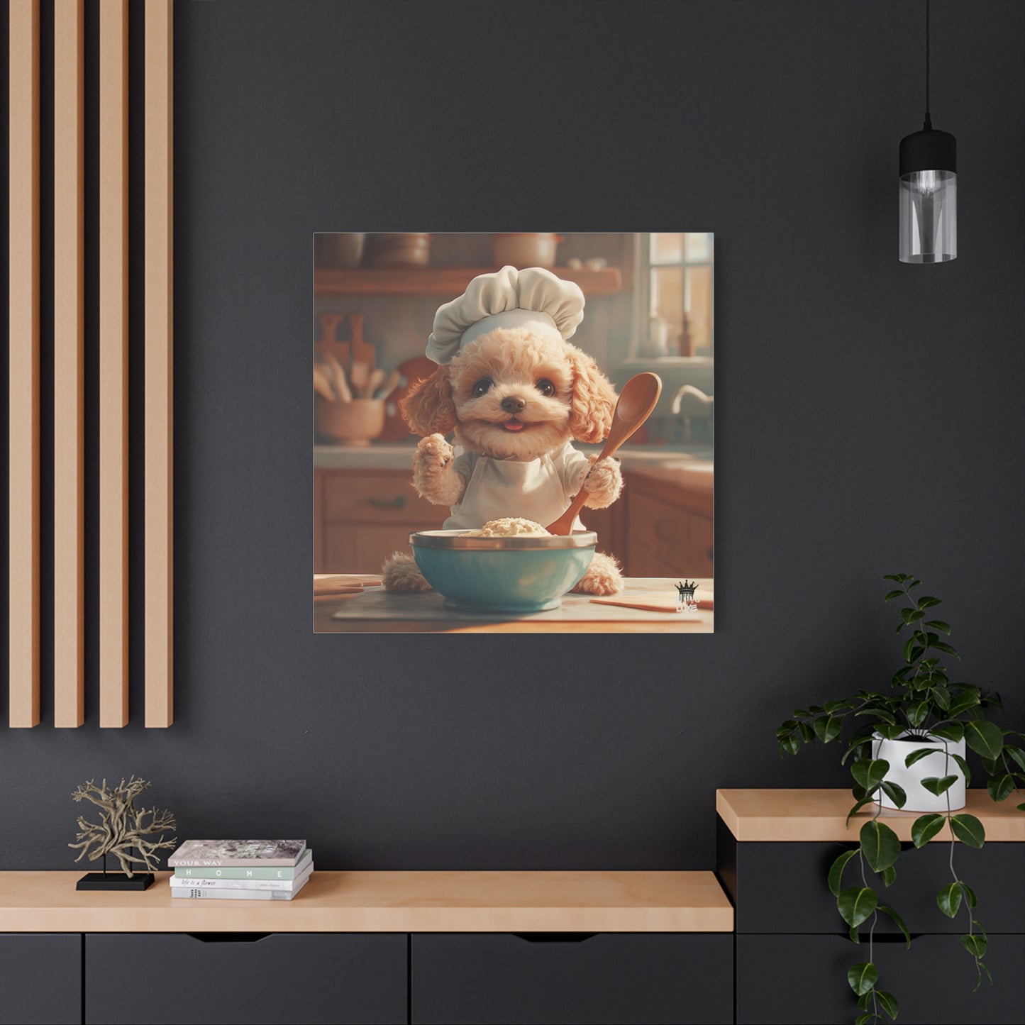 Poodle Puppy Chef Canvas Art