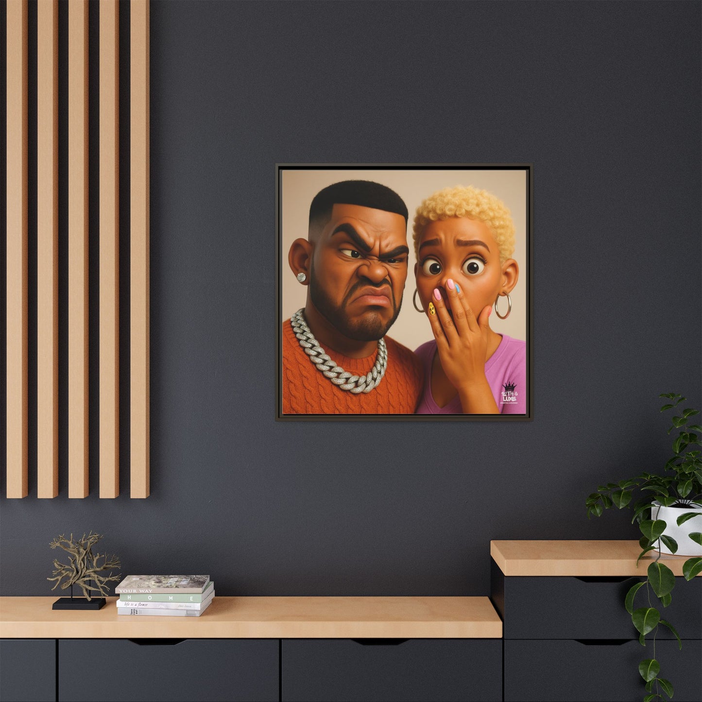 Funky Face Couple - Canvas Art