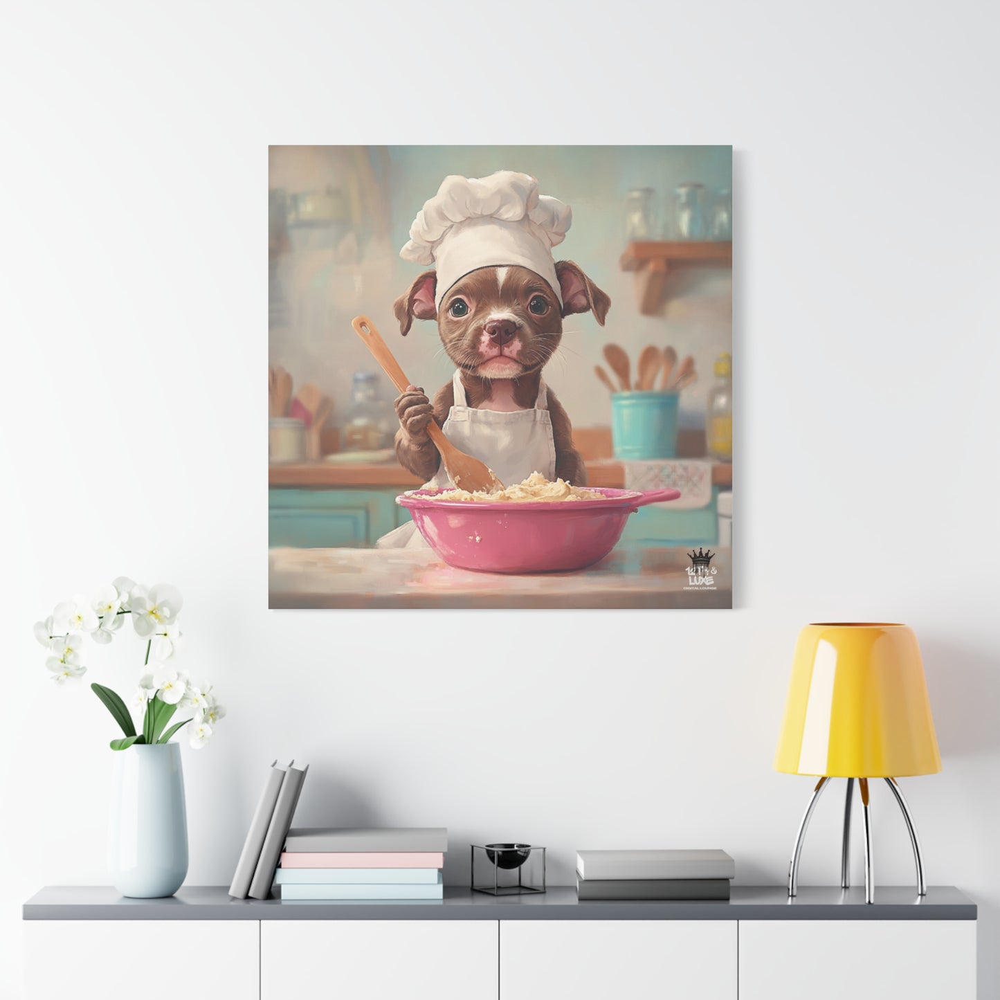 Pit Bull Terrier Puppy Chef Canvas Art