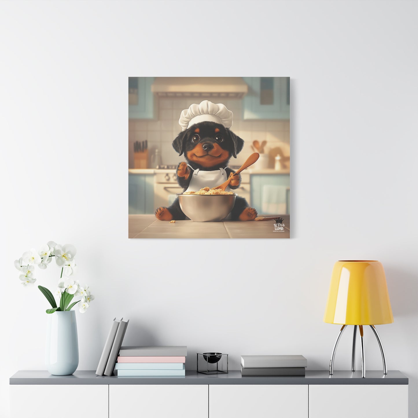 Rottweiler Puppy Chef Canvas Art