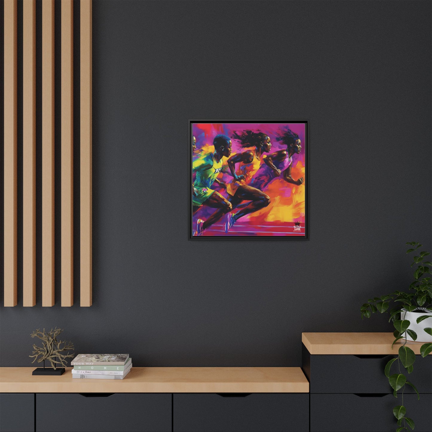 Inspired by the iconic artist Ernie Barnes, "Runners" - Canvas Art
