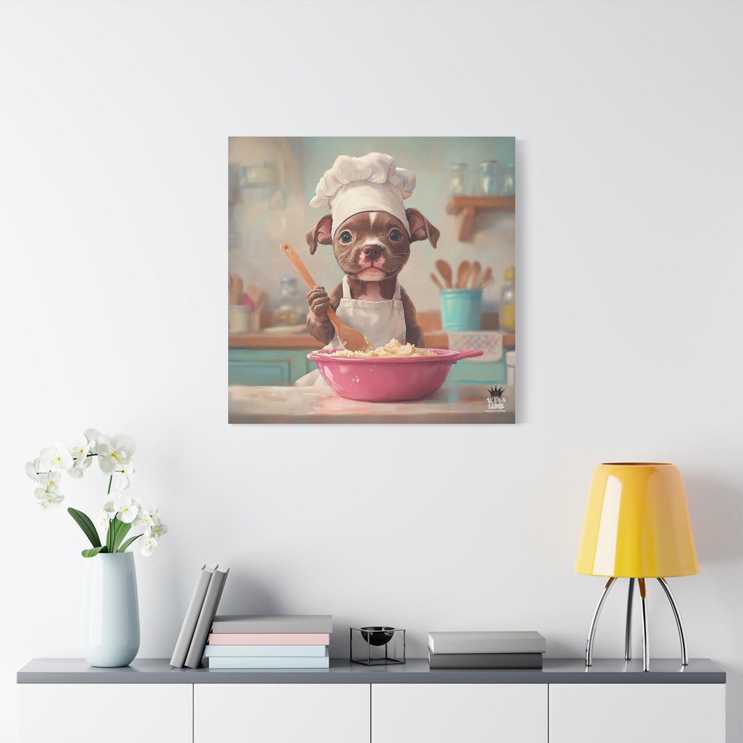 Pit Bull Terrier Puppy Chef Canvas Art