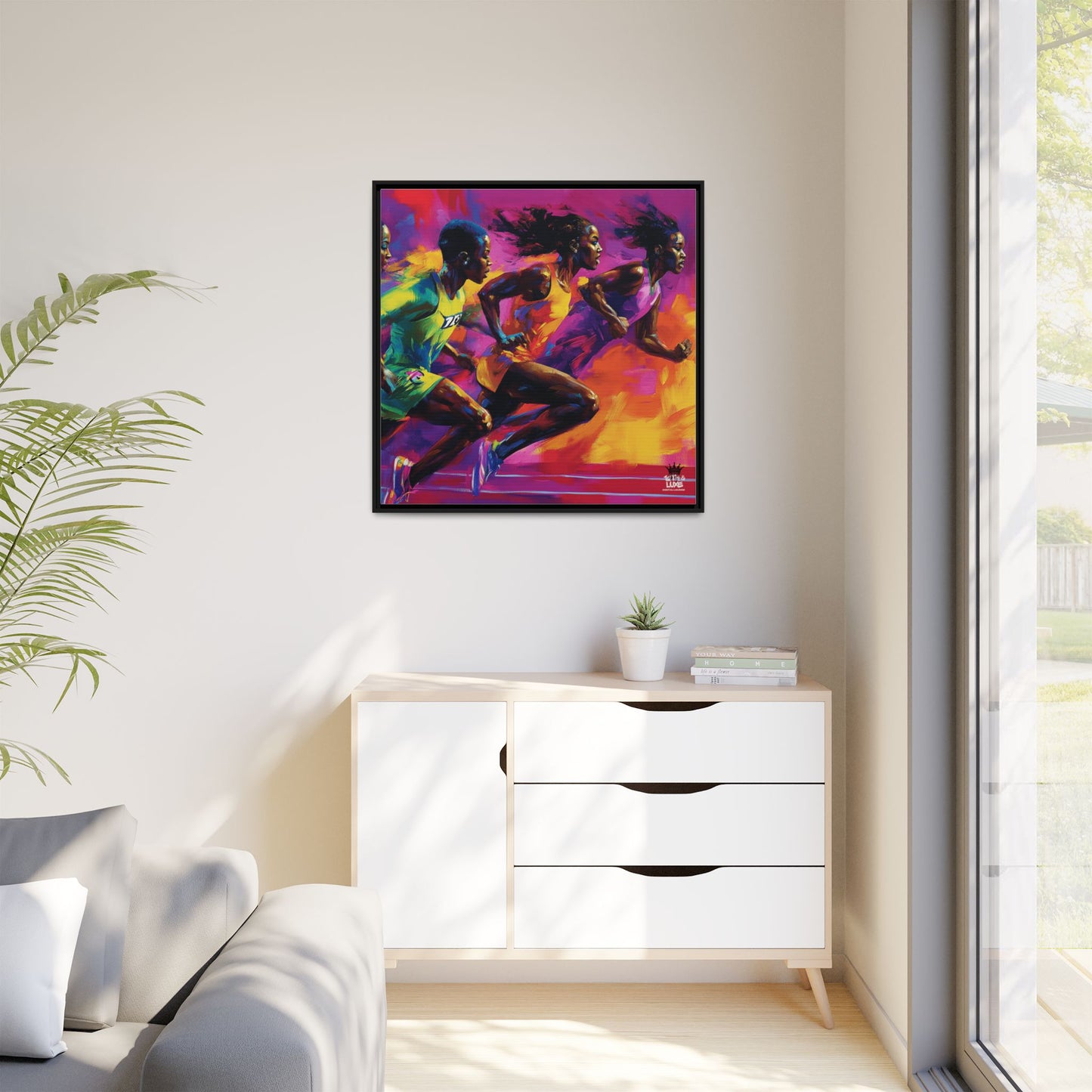 Inspired by the iconic artist Ernie Barnes, "Runners" - Canvas Art