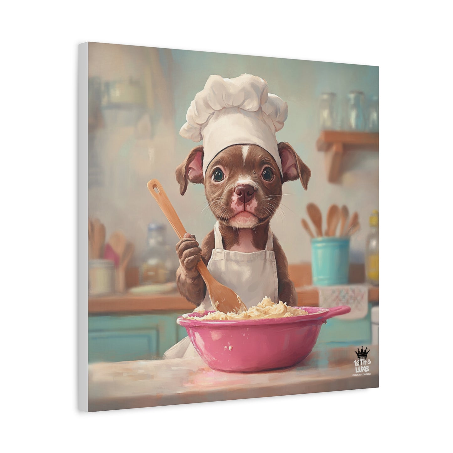 Pit Bull Terrier Puppy Chef Canvas Art