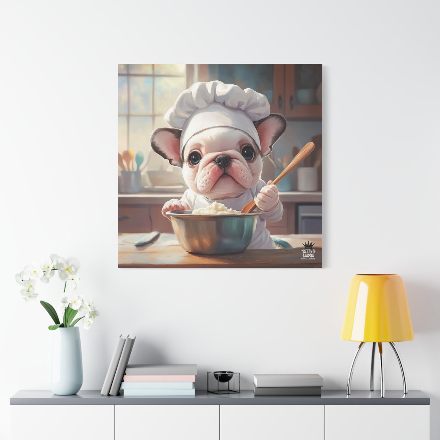 Bulldog Puppy Chef Canvas Art