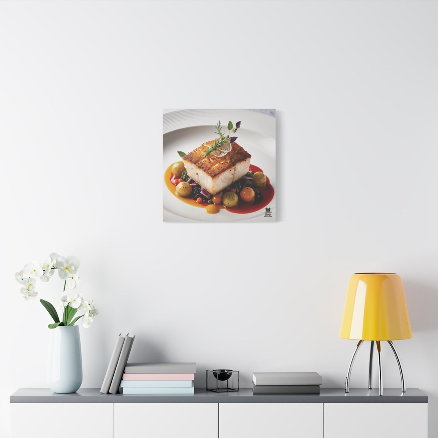 Gourmet Halibut Dish, Matte Canvas, Stretched, 1.25"