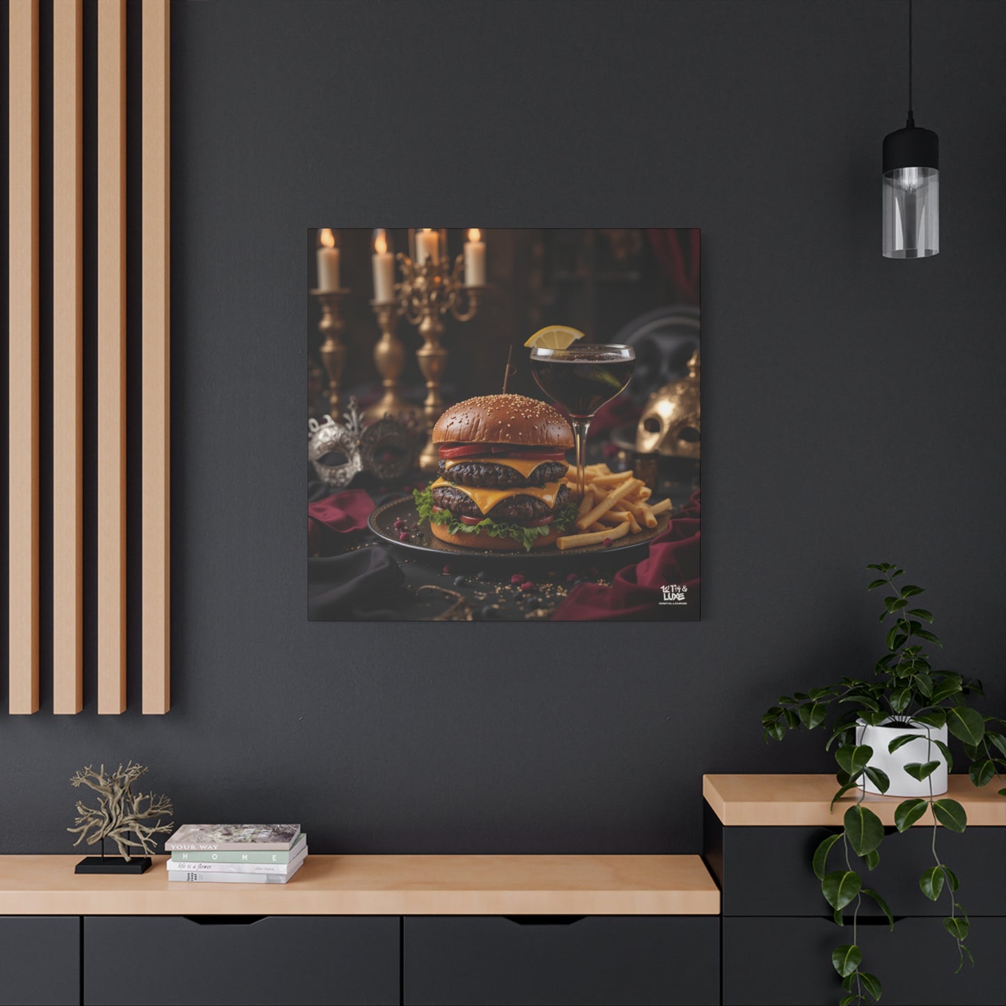 Cheese Burger with a side of French Fries, Matte Canvas, Stretched, 1.25"