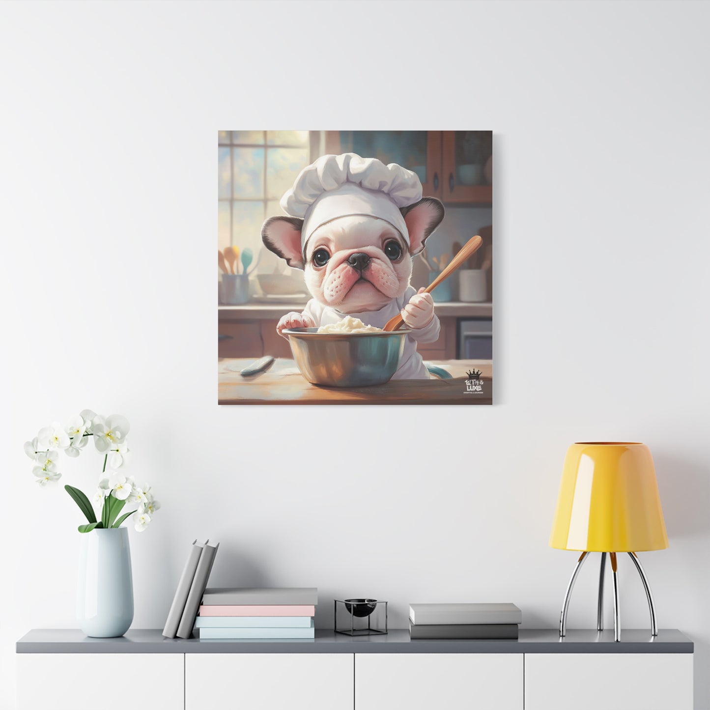 Bulldog Puppy Chef Canvas Art