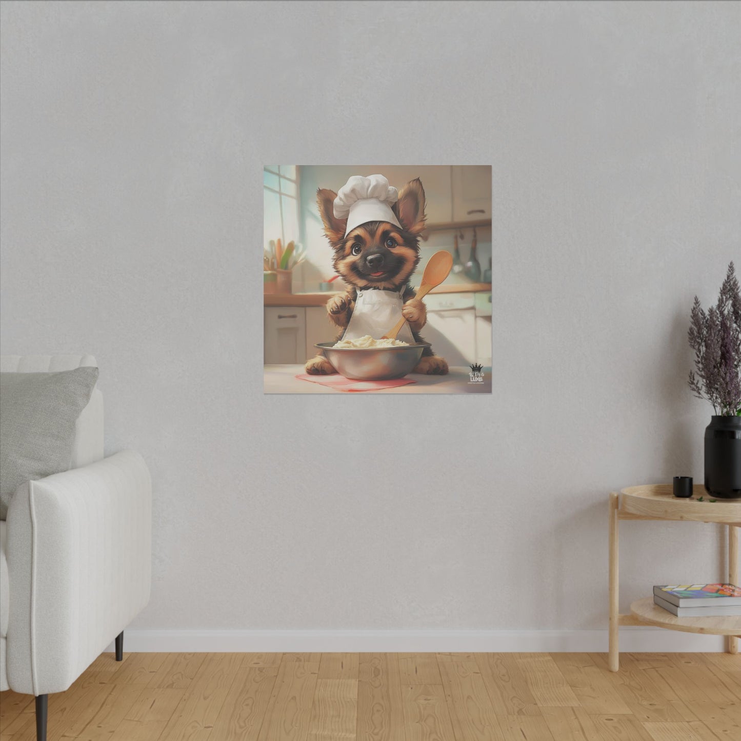German Shepherd Puppy Chef Canvas Art