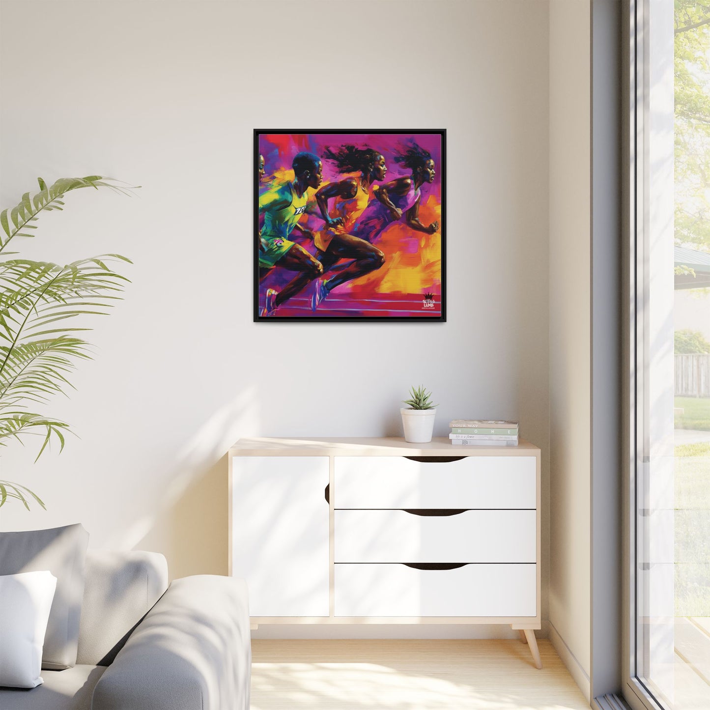 Inspired by the iconic artist Ernie Barnes, "Runners" - Canvas Art