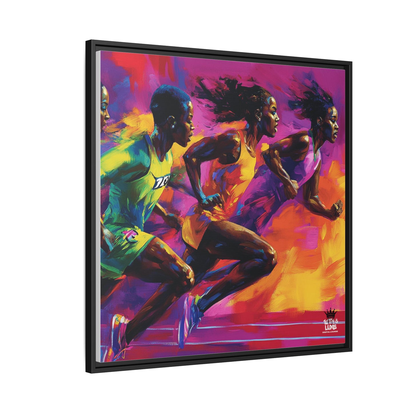 Inspired by the iconic artist Ernie Barnes, "Runners" - Canvas Art