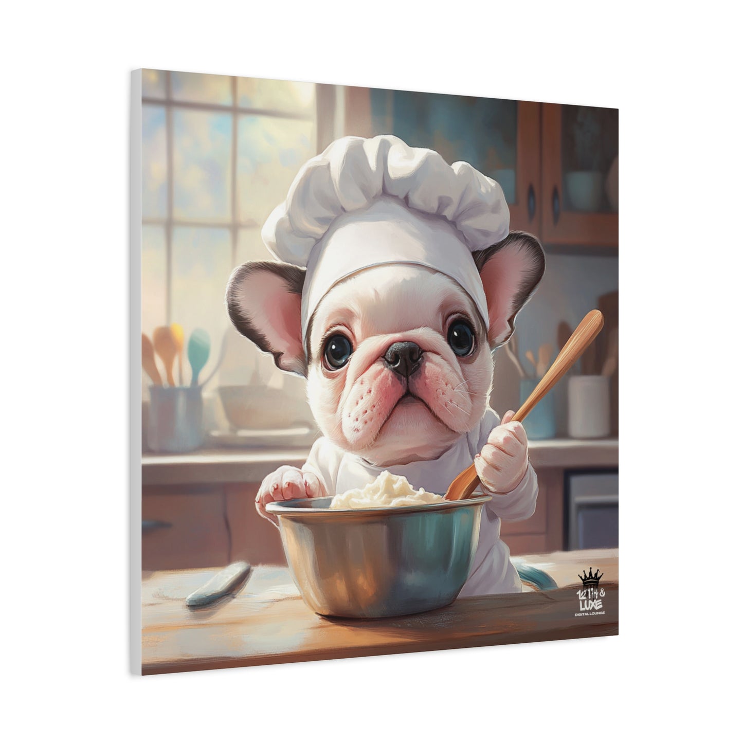 Bulldog Puppy Chef Canvas Art