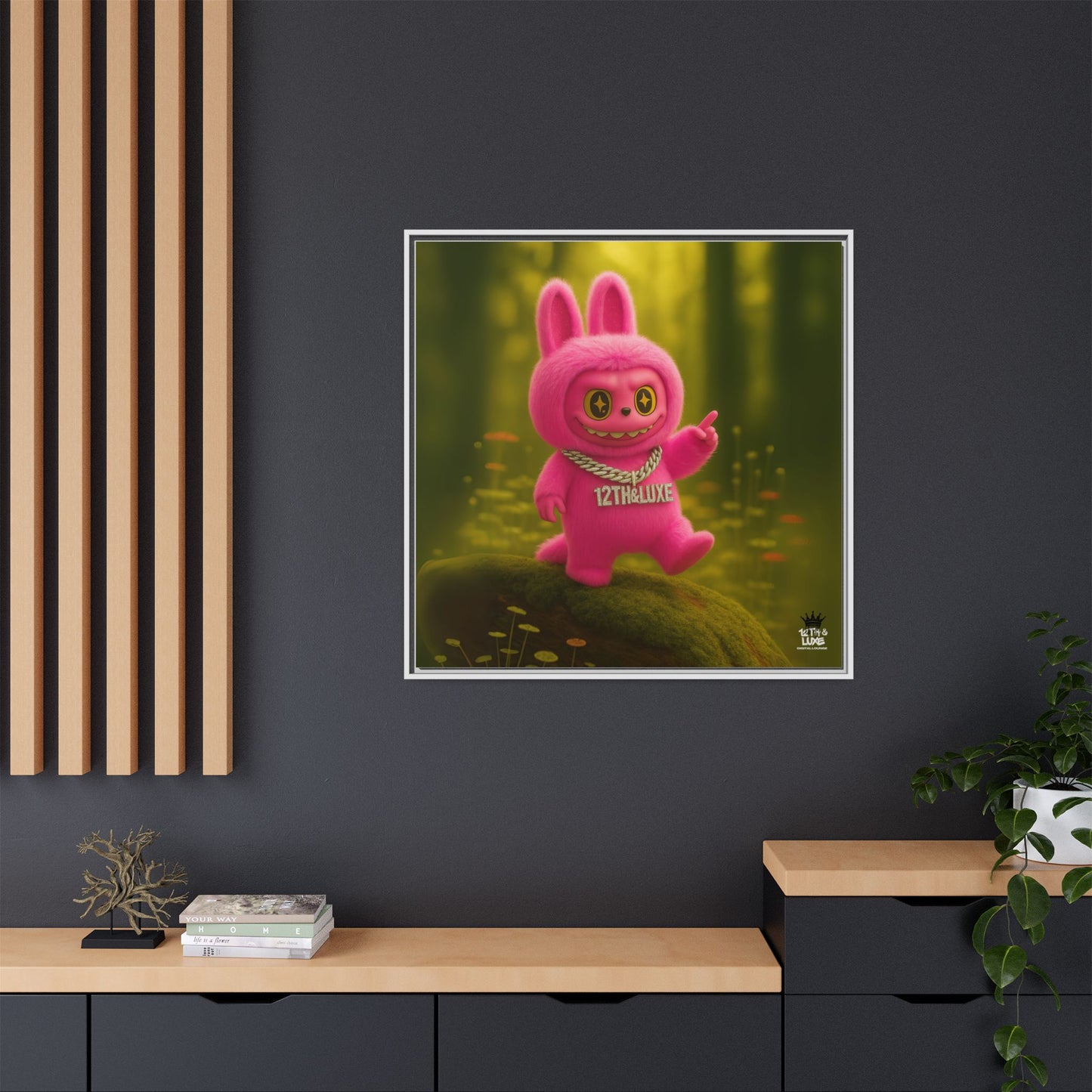 Plush Monster Pink- Canvas Art