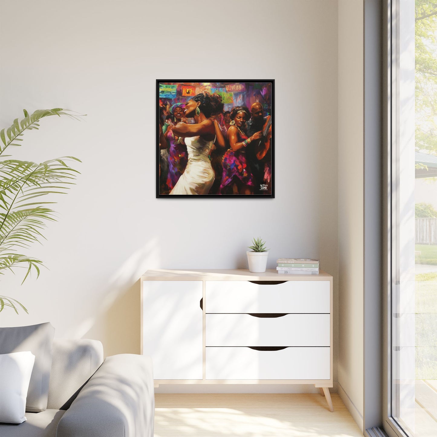 Inspired by the iconic artist Ernie Barnes, "Let's Party" - Canvas Art