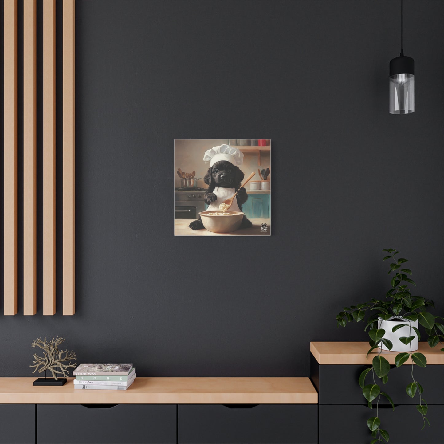 Black Lab Puppy Chef Canvas Art