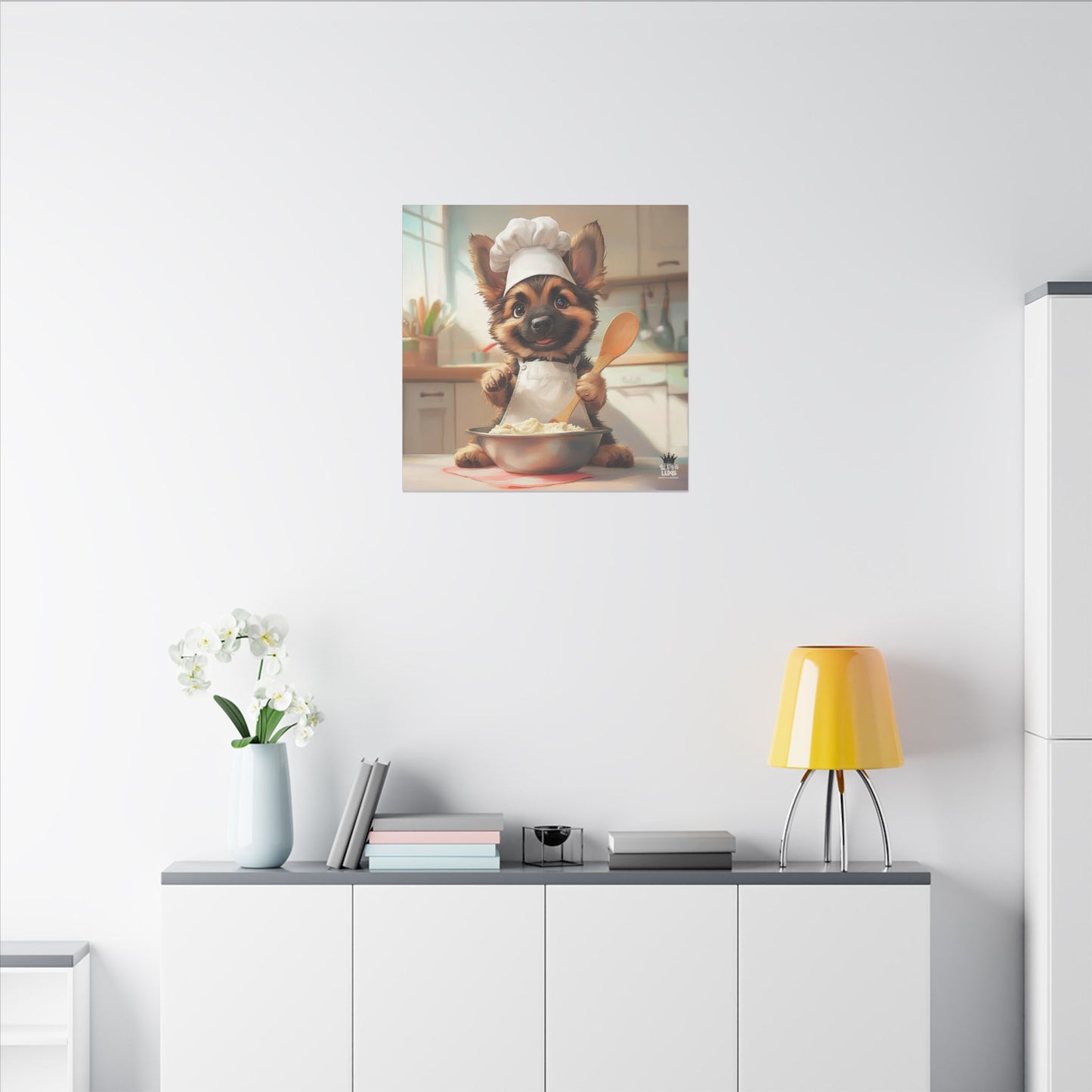 German Shepherd Puppy Chef Canvas Art