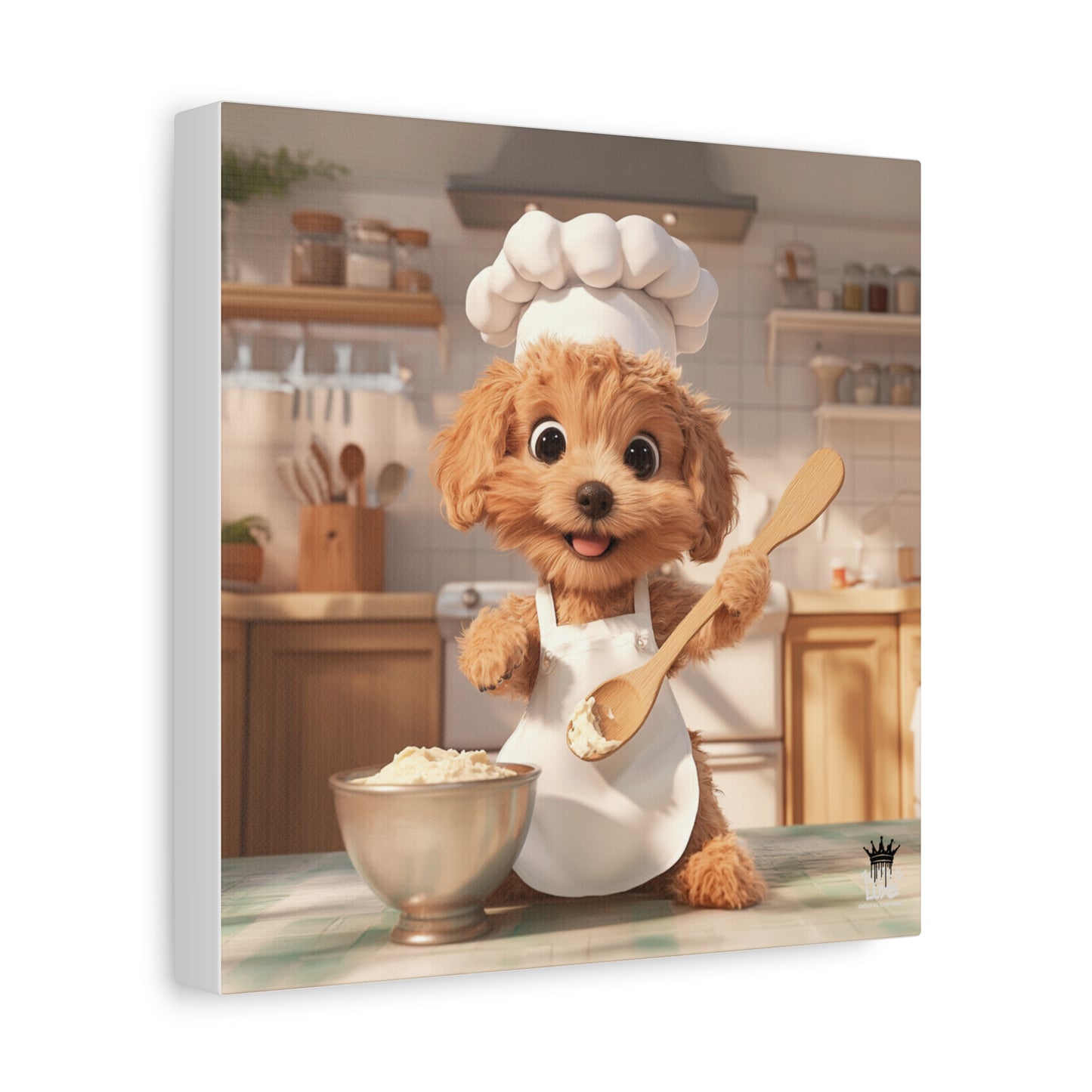 Adorable Chef Puppy Canvas Print - Cute Dog Art for Home Decor