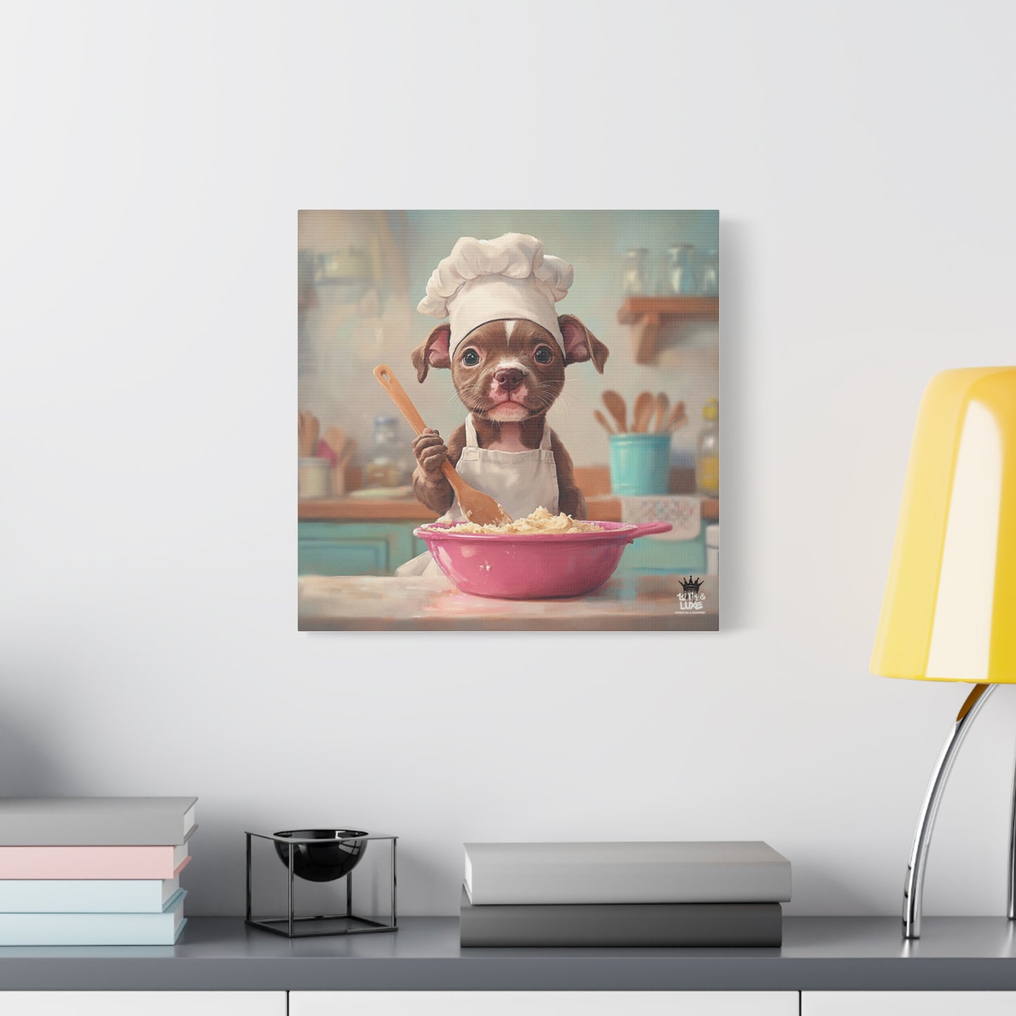 Pit Bull Terrier Puppy Chef Canvas Art