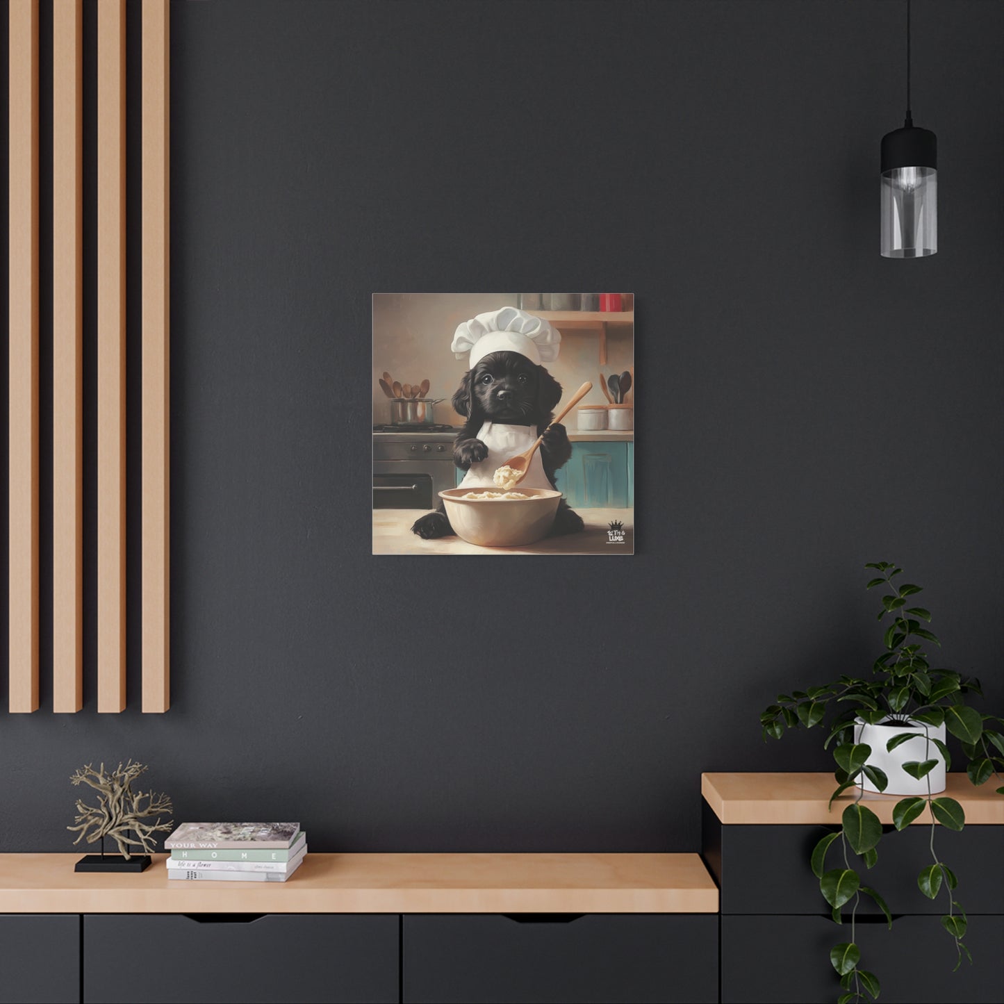 Black Lab Puppy Chef Canvas Art