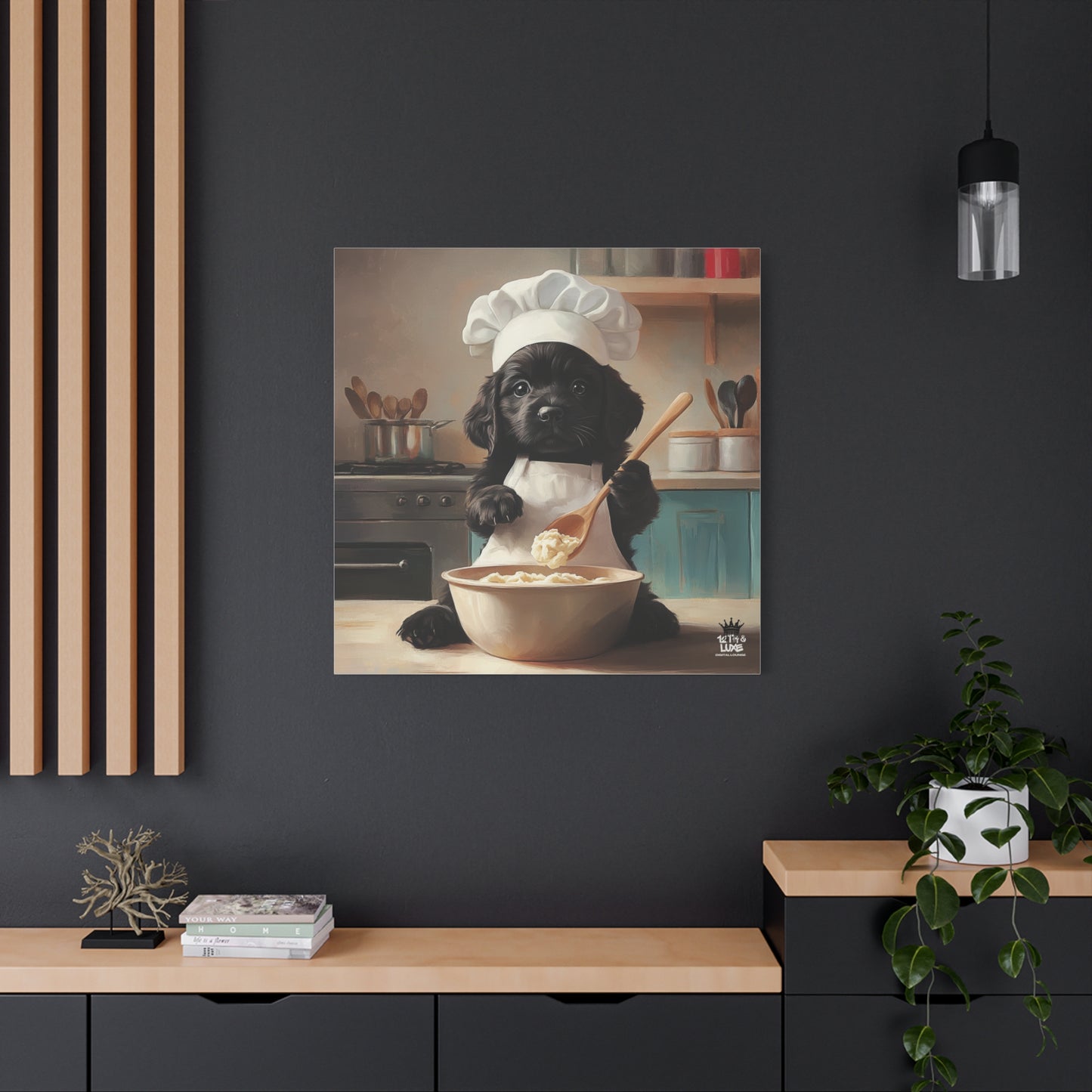 Black Lab Puppy Chef Canvas Art