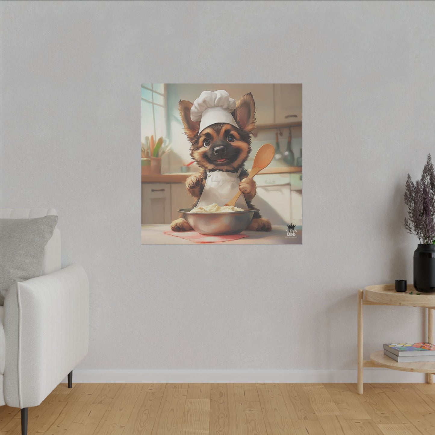 German Shepherd Puppy Chef Canvas Art