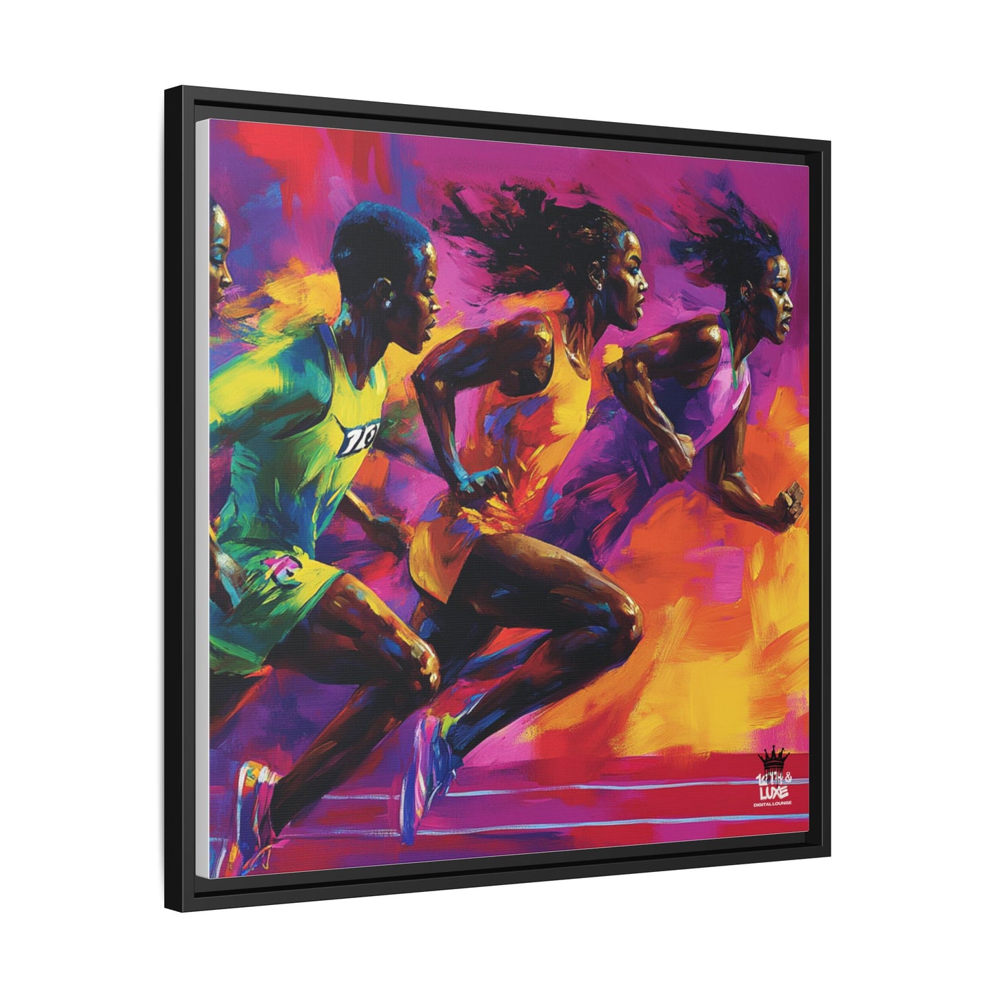 Inspired by the iconic artist Ernie Barnes, "Runners" - Canvas Art