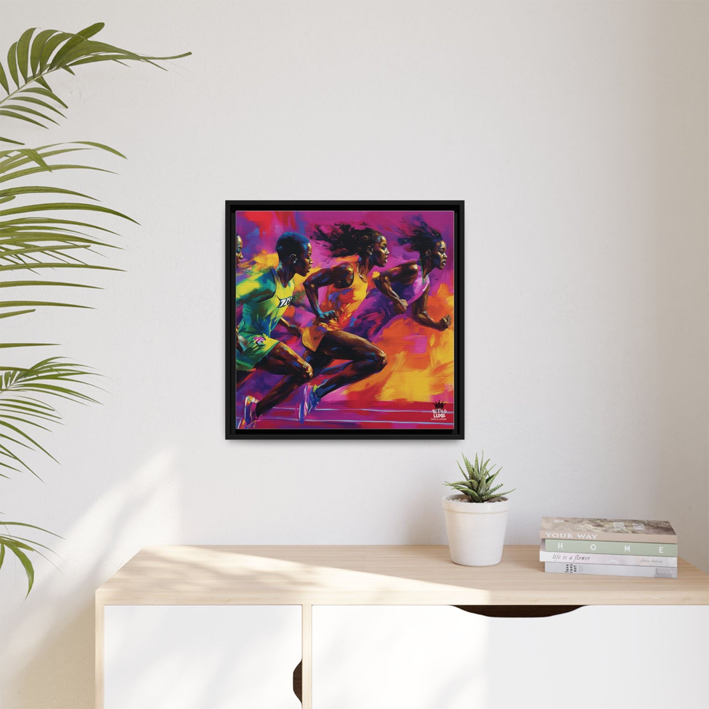 Inspired by the iconic artist Ernie Barnes, "Runners" - Canvas Art