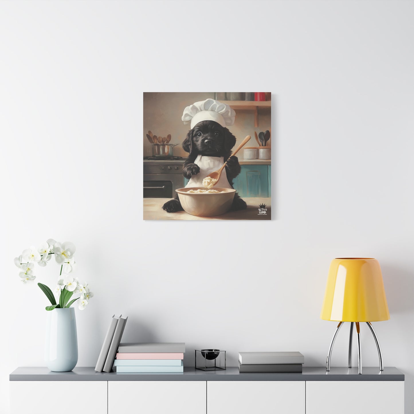 Black Lab Puppy Chef Canvas Art