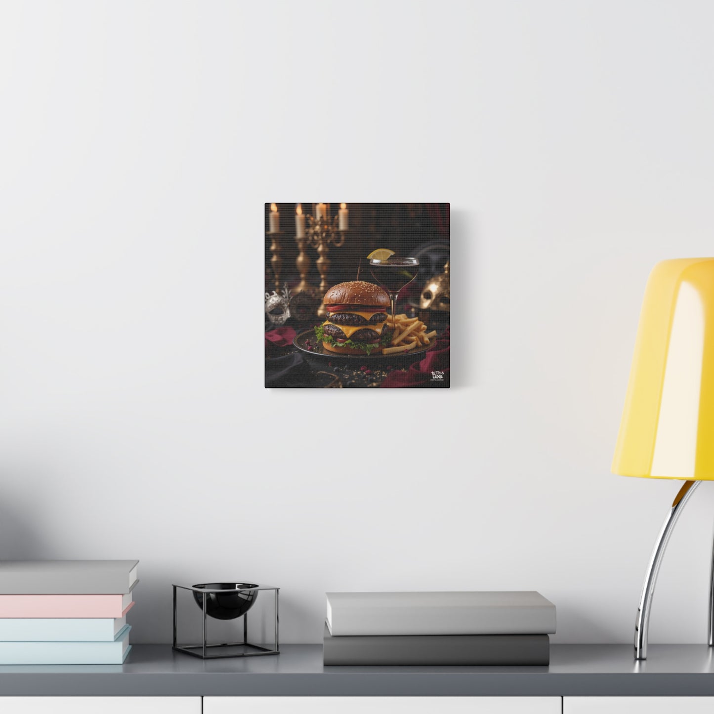 Cheese Burger with a side of French Fries, Matte Canvas, Stretched, 1.25"