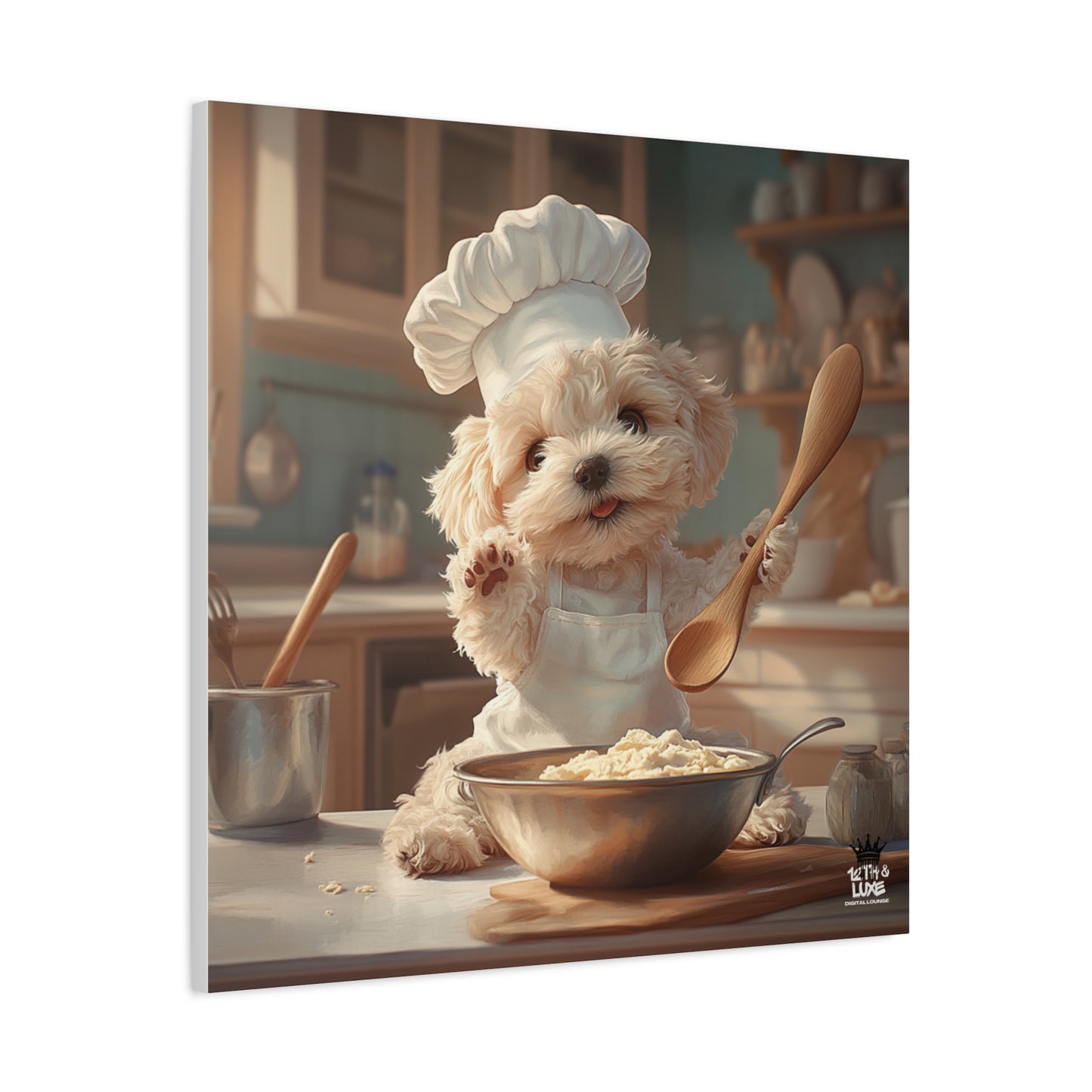 Maltipoo Puppy Chef Canvas Art