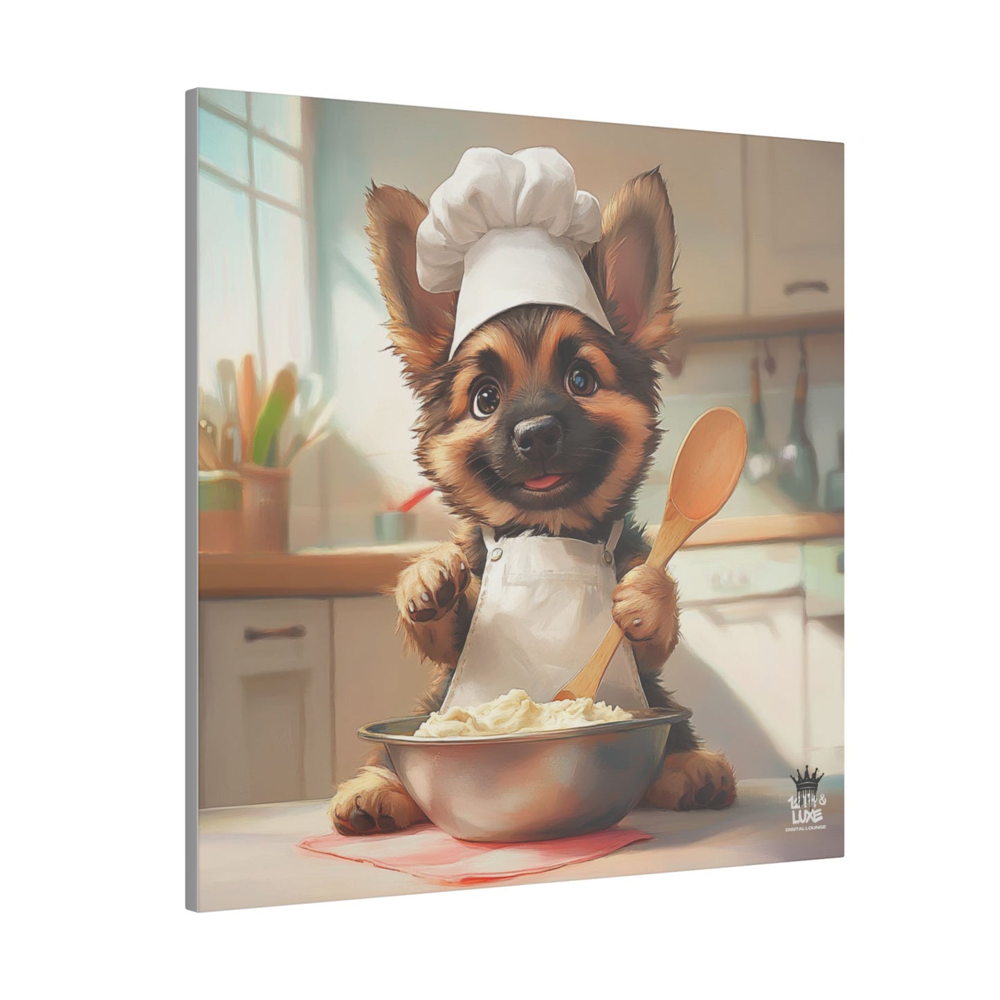 German Shepherd Puppy Chef Canvas Art