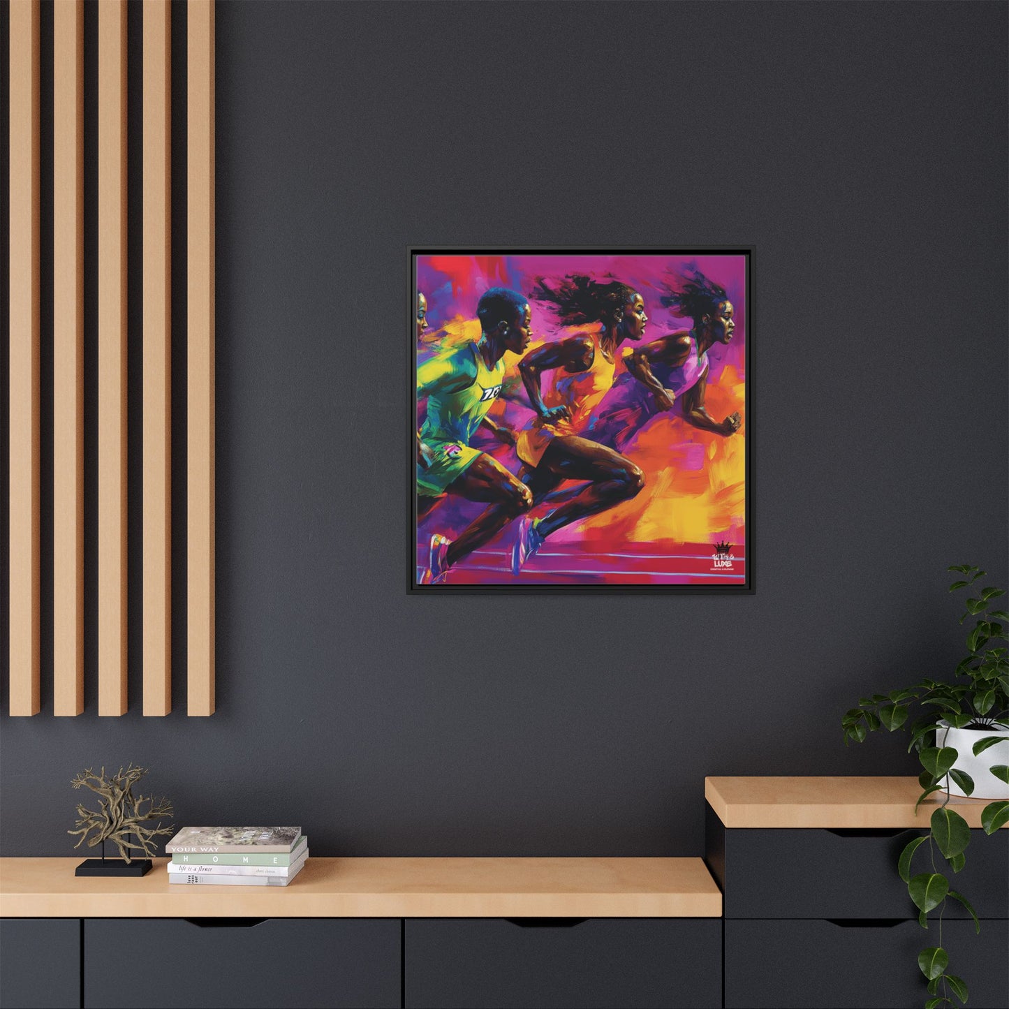Inspired by the iconic artist Ernie Barnes, "Runners" - Canvas Art