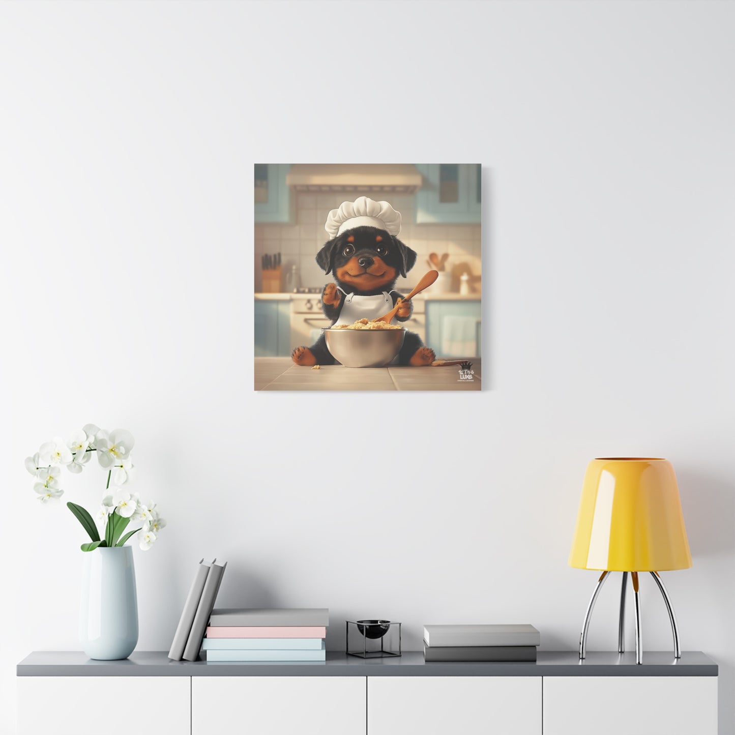 Rottweiler Puppy Chef Canvas Art