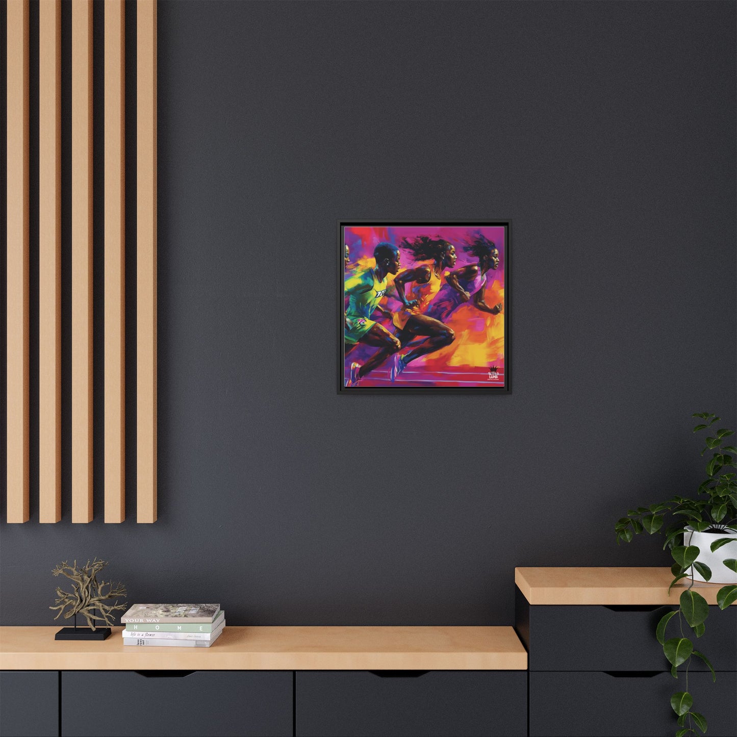 Inspired by the iconic artist Ernie Barnes, "Runners" - Canvas Art