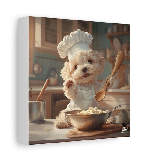 Maltipoo Puppy Chef Canvas Art