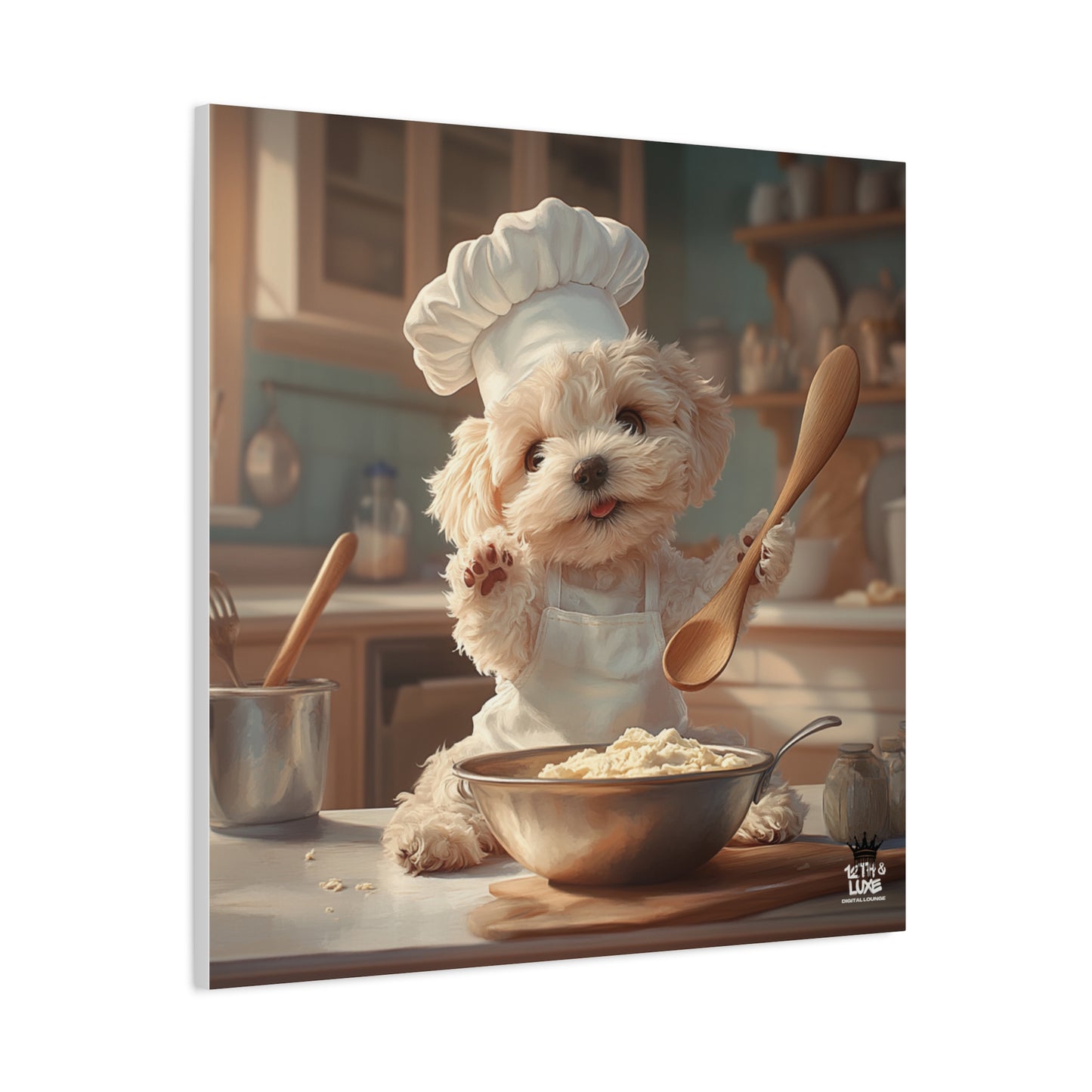 Maltipoo Puppy Chef Canvas Art