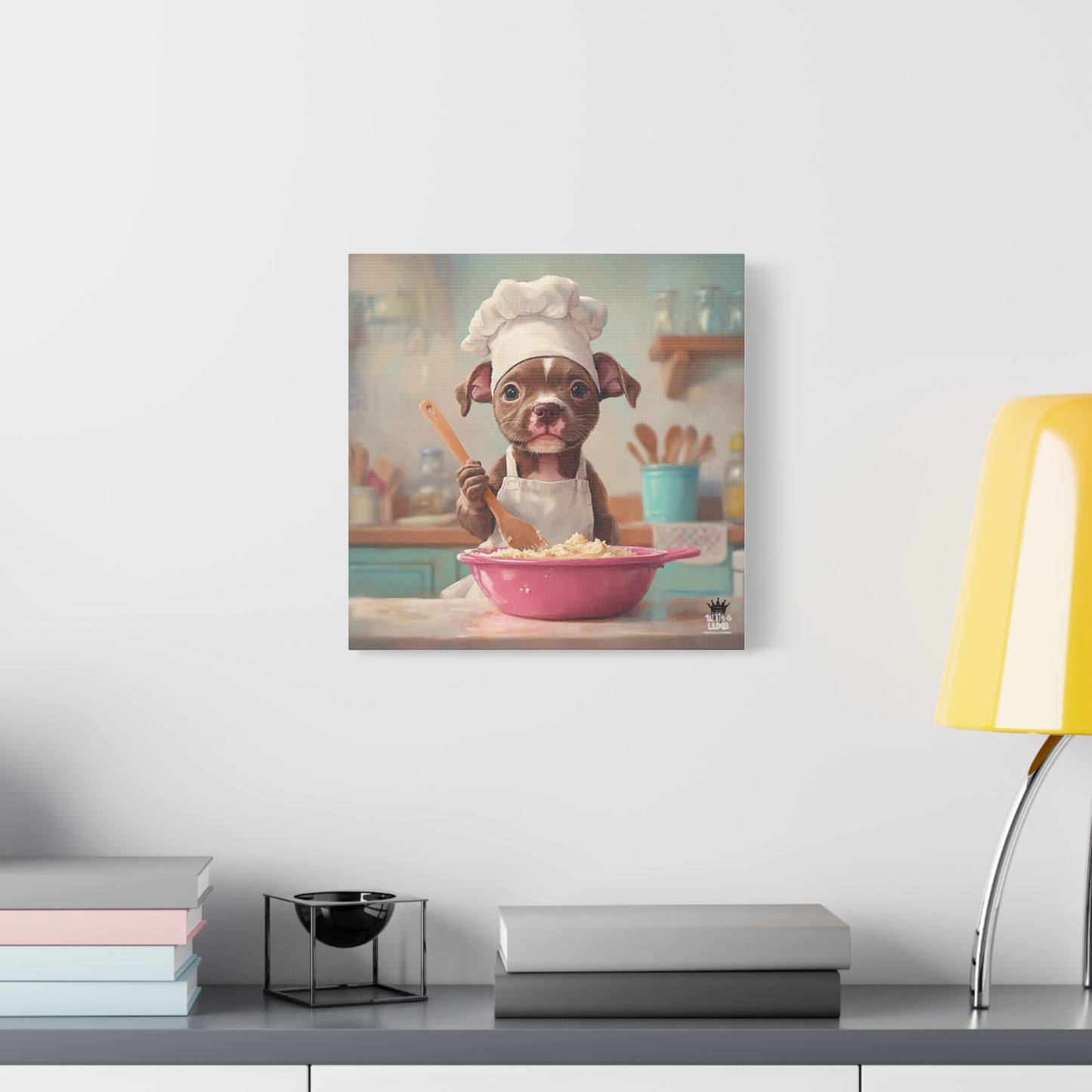 Pit Bull Terrier Puppy Chef Canvas Art
