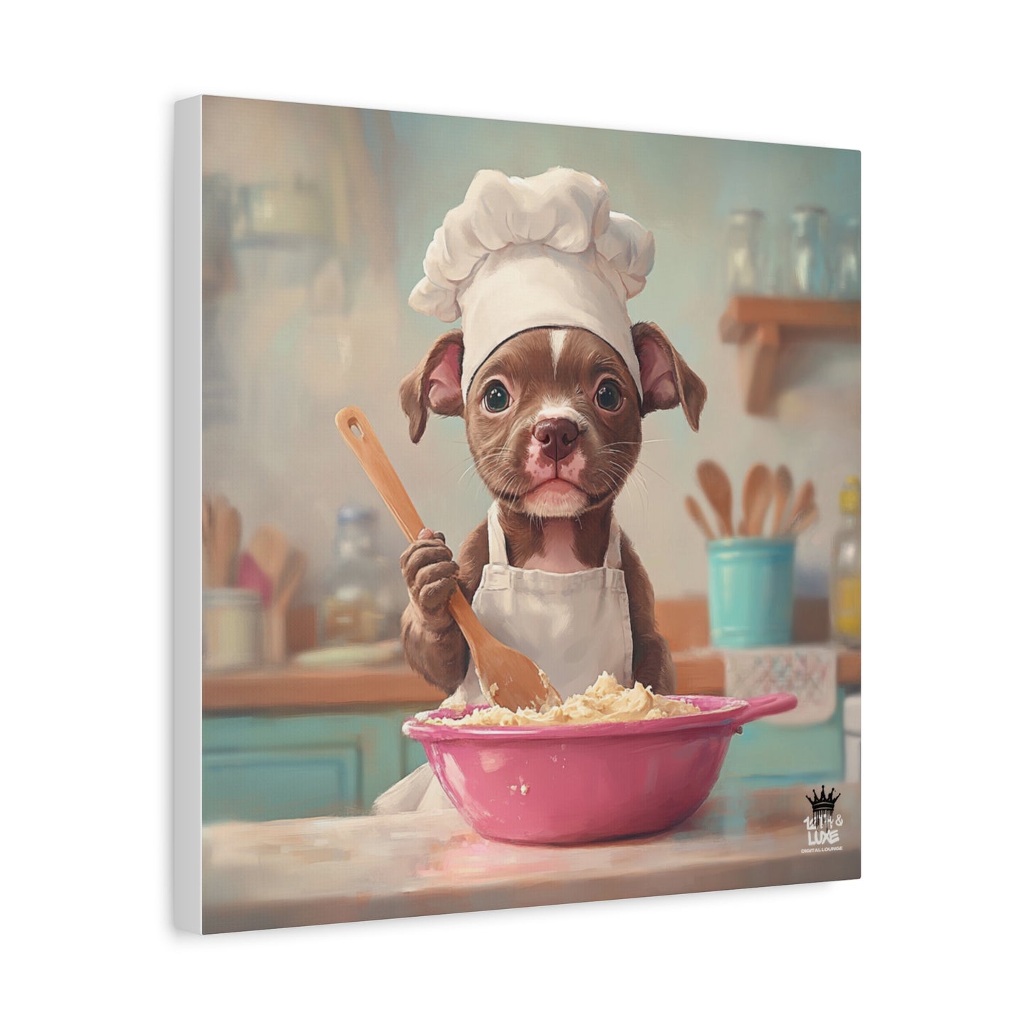 Pit Bull Terrier Puppy Chef Canvas Art